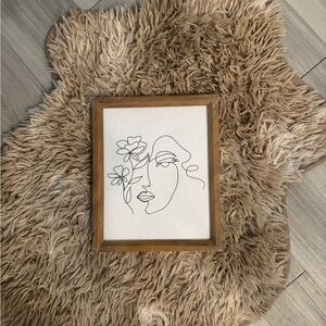 BRAND NEW - NEVER OPENED Framed White Canvas with Black Line Drawing